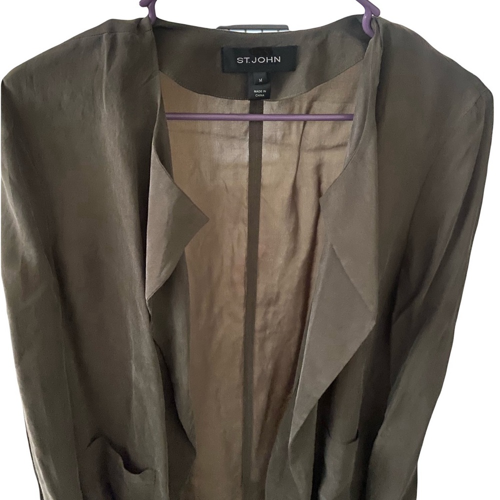 St. John Military green/brown Blazer Elegant Suit Jacket